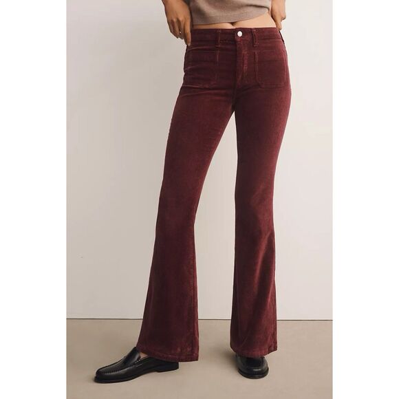 Anthropologie Pilcro Size 26 The Icon Corduroy Flare Jeans Mid Rise Wine Y2K - Picture 2 of 16